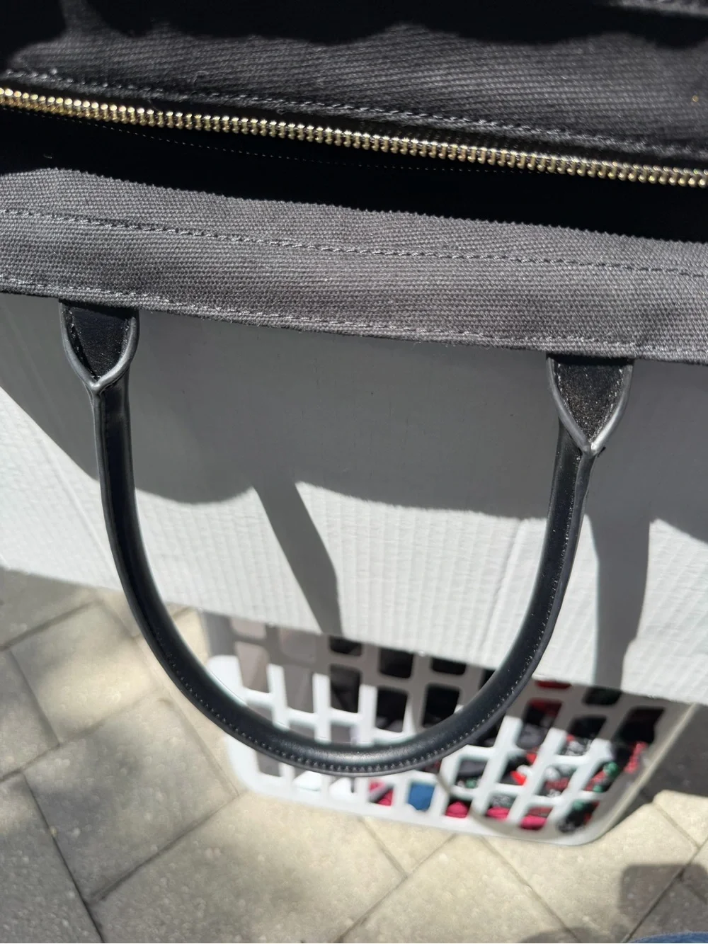St Barts black canvas tote bag beige stripe resort beach handbag